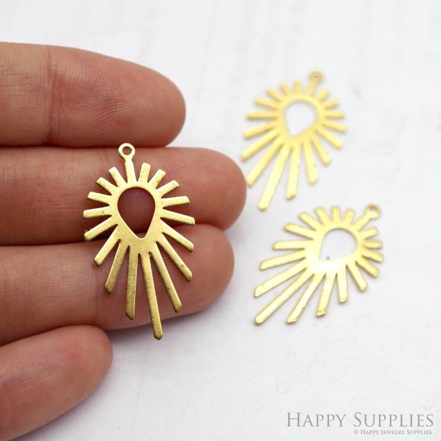 Brass Charms - Sun Charms, Brass Findings, Sun Earrings Charm, Raw Brass Pendent Connector, Making Jewelry Supplies (NZG349)