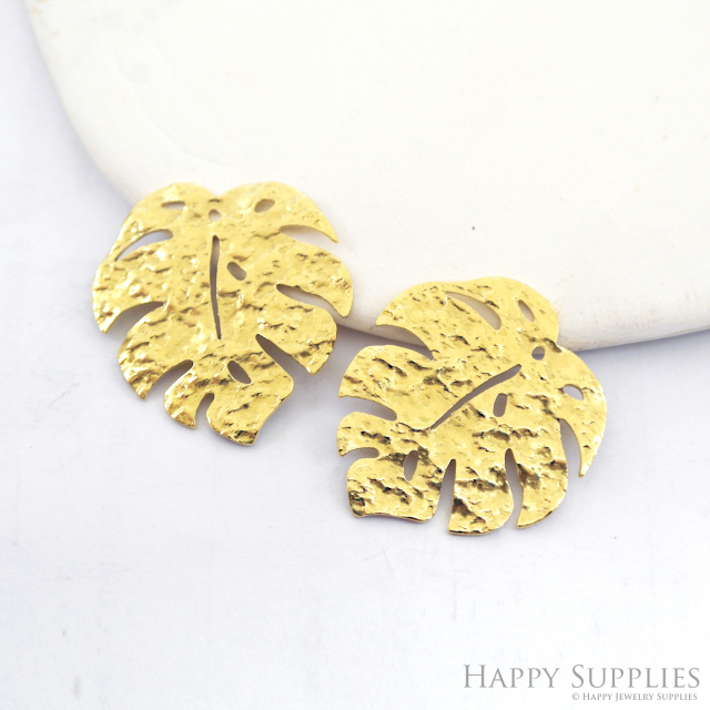 Brass Findings, Monstera Leaf Earrings Findings,Earrings Charm, Monstera Leaf Pendant, Jewellery Supplies, Brass Charms (NZG348)