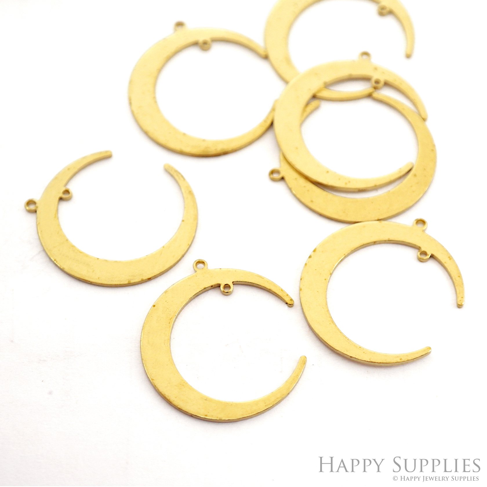 Brass Moon Charms - Moon Shaped Raw Brass Pedants - Earring Findings - Jewellery Supplies - 31x27,36x0,98mm (NZG341)