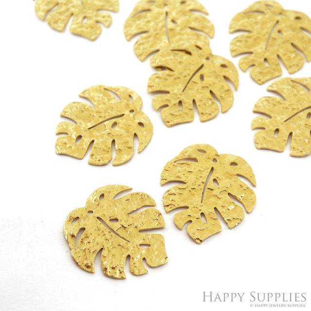 Brass Findings, Monstera Leaf Earrings Findings,Earrings Charm, Monstera Leaf Pendant, Jewellery Supplies, Brass Charms (NZG348)