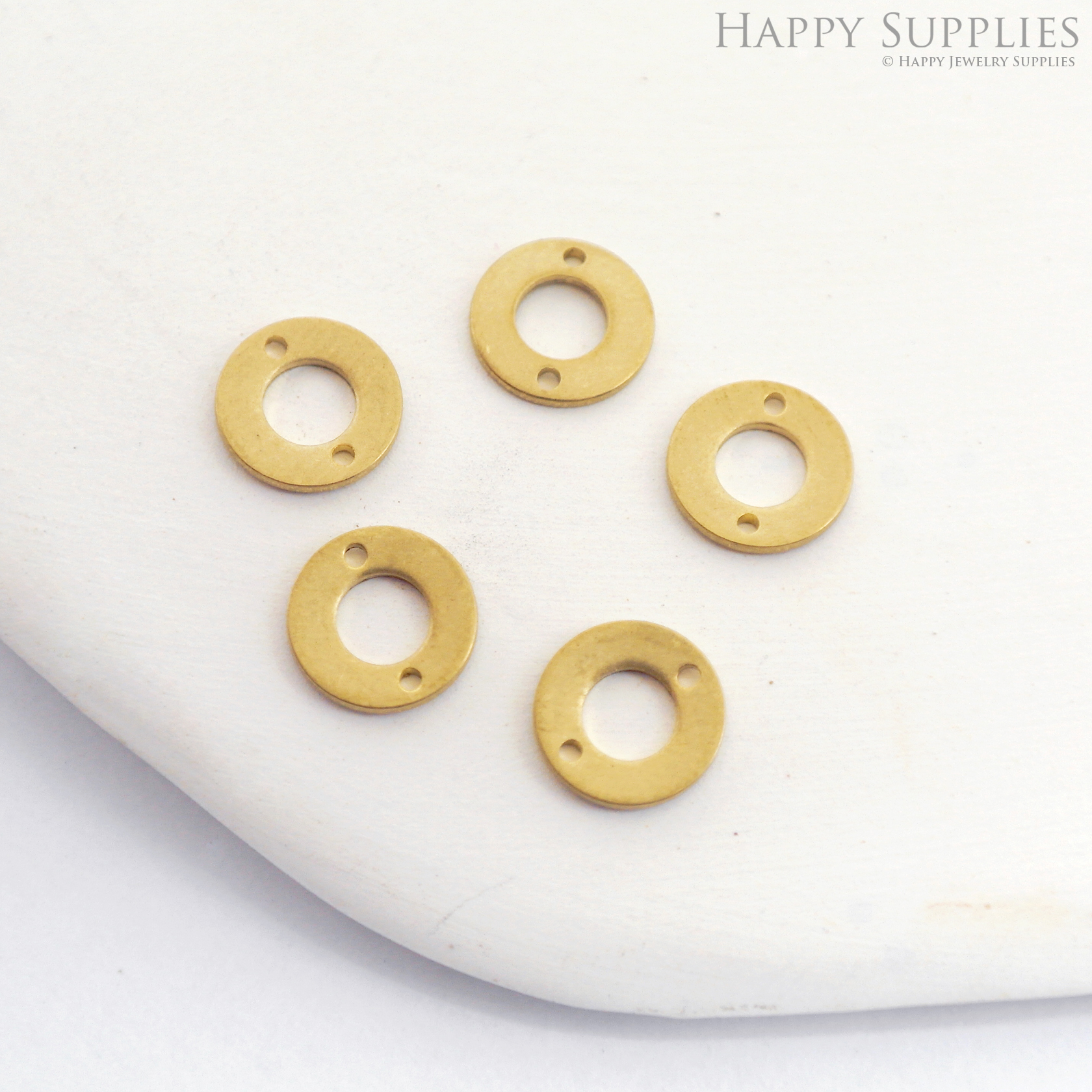Brass Round Charms - Raw Brass Pedants - Round Earrings Charm, Pendant, Jewellery Supplies, Brass Charms - 2 hole (NZG330)