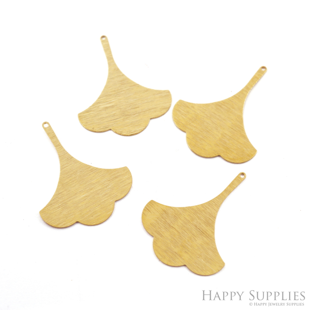 Brass Leaf Charms - Textured Leaf Shaped Raw Brass Pendant - Earring Findings - Jewellery Supplies - 35.34x17.36x0.87mm (NZG343)