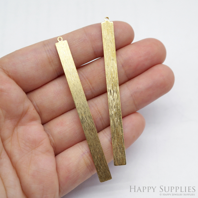 Brass Textured Rectangle Earring Connector - Raw Brass Rectangle Earring Charms -Jewelry Making Supplies (NZG353)