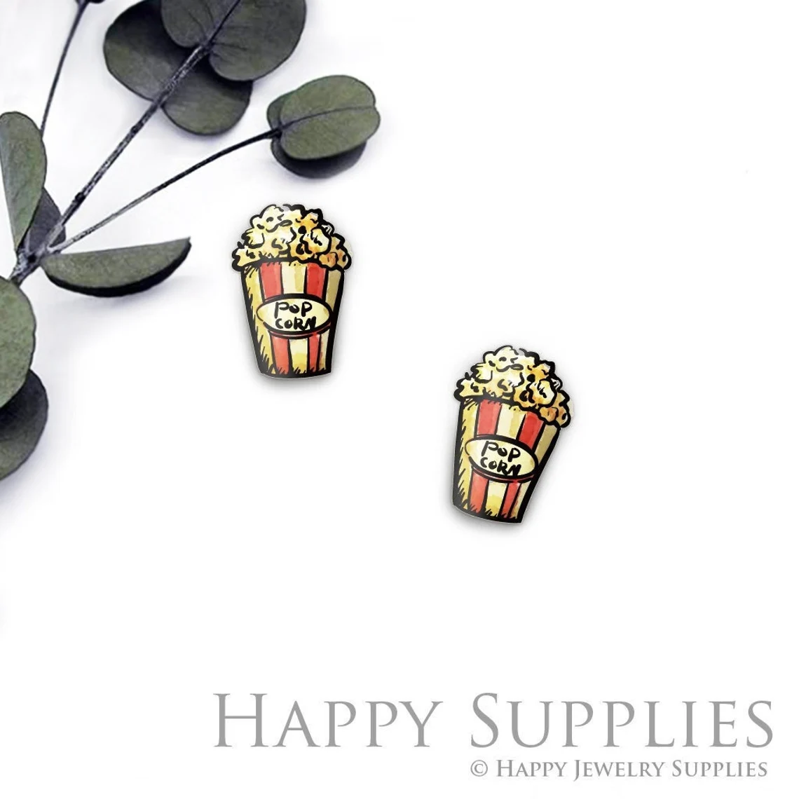 4pcs (2 Pairs) Laser Cut Mini Acrylic Popcorn Laser Cut Jewelry Pendant / Charm, Fit For Earring, Hat Ring (AR591)