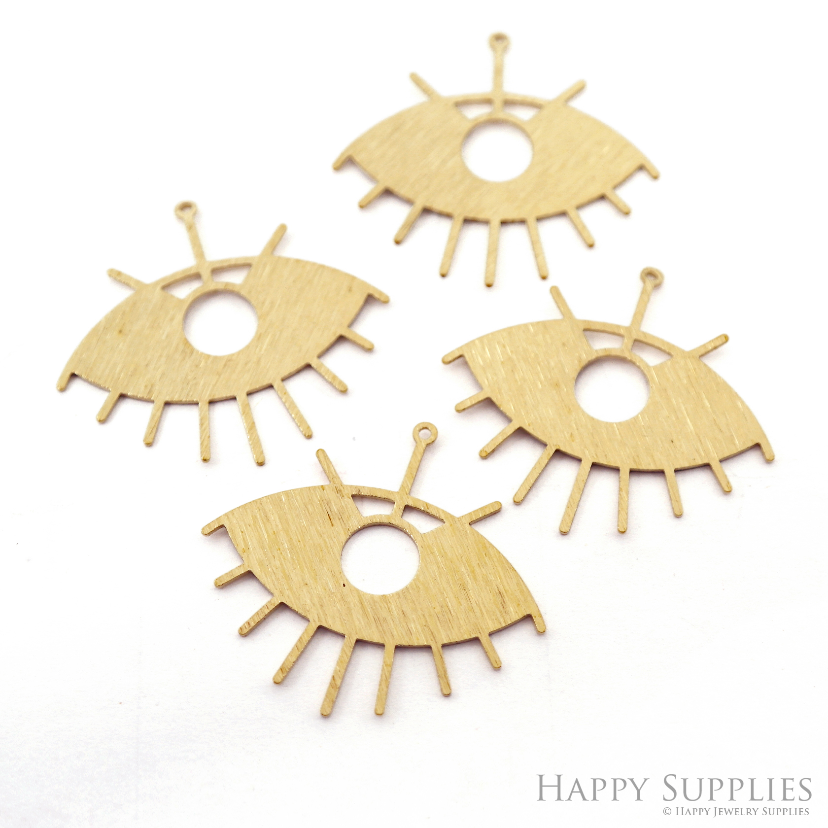 Brass Eye Charms - Raw Brass Textured Eye Earring and Pendant - Brass Eye Necklace - Jewelry Supplies - 41.47x37.82x1.39mm (NZG336)