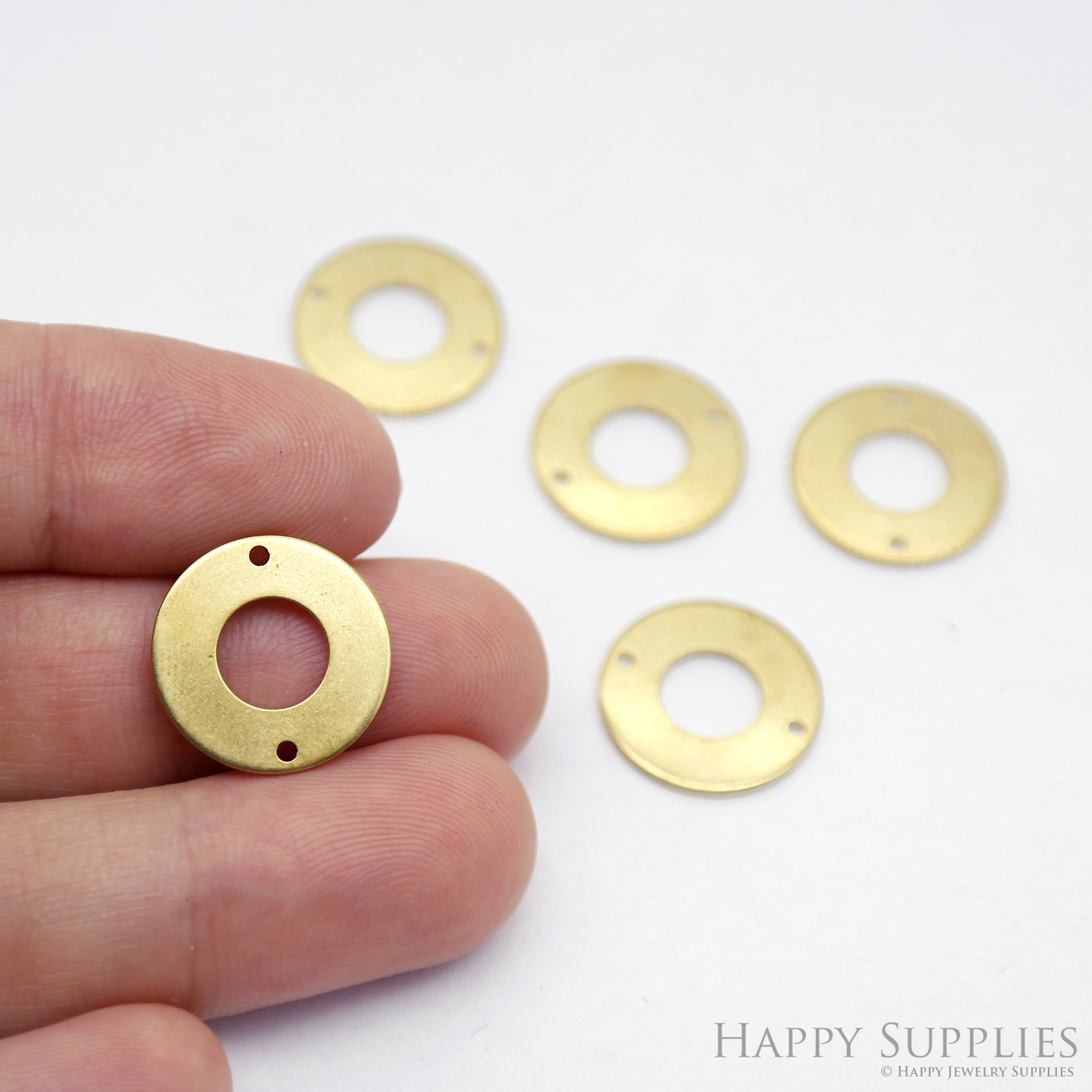 Brass Round Charms - Raw Brass Pedants - Round Earrings Charm, Pendant, Jewellery Supplies, Brass Charms - 2 hole (NZG330)