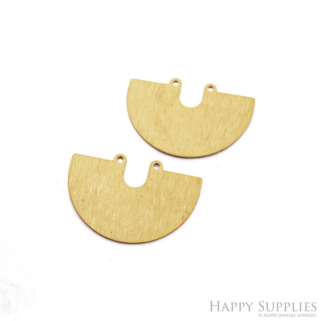 Brass Textured Semicircle Earring Connector - Raw Brass Semicircle Earring Charms - 2 Holes - Jewelry Making Supplies (NZG352)