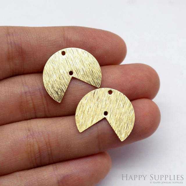 Brass Textured Round Earring Charms - Raw Brass V Pendant - Earring Findings - Jewelry Making Supplies- (NZG358)