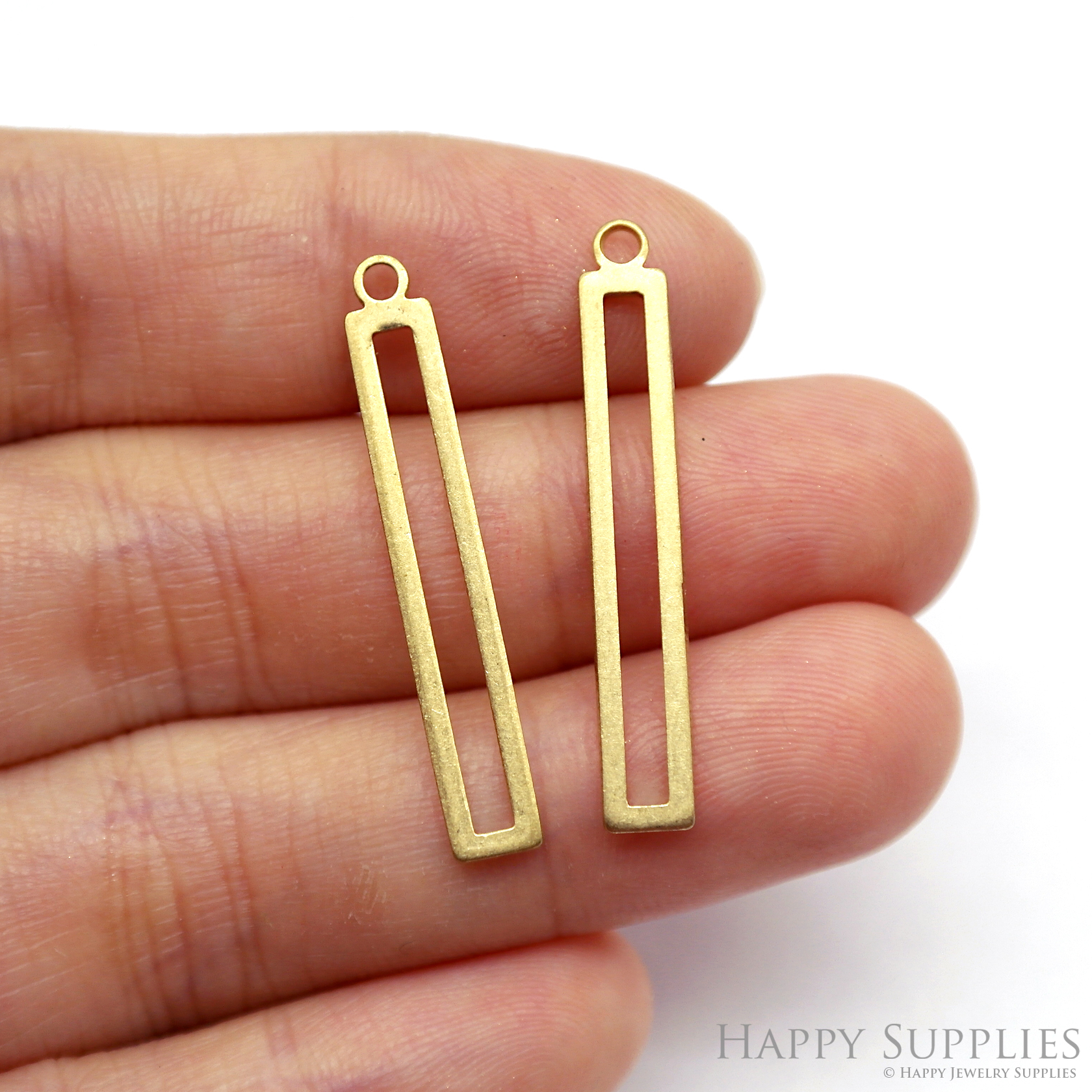 Brass Rectangle Charms - Raw Brass Pedants - Rectangle Earrings Charm, Pendant, Jewellery Supplies, Brass Charms (NZG363)