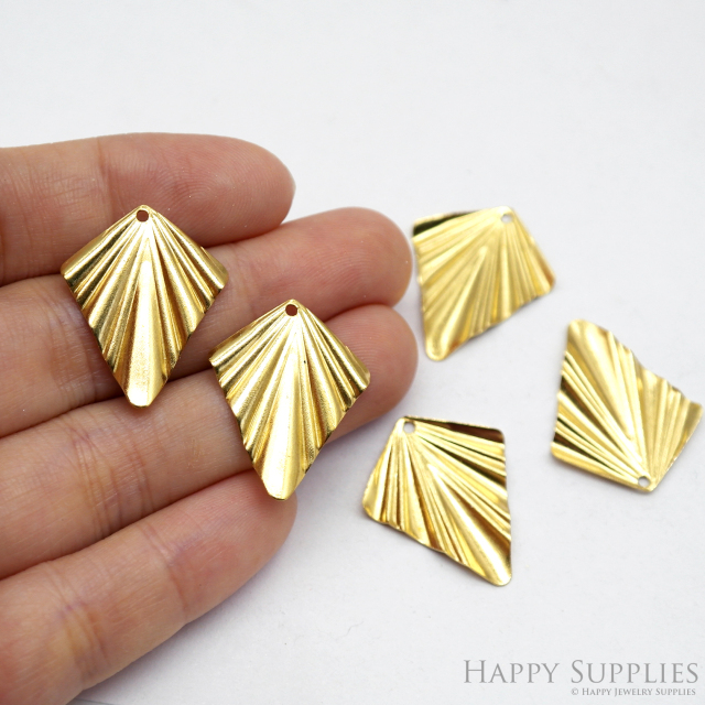 Brass Fan-Shaped Charms - Raw Brass Pedants - Sector Earrings Charm, Pendant, Jewellery Supplies, Brass Charms (NZG362)