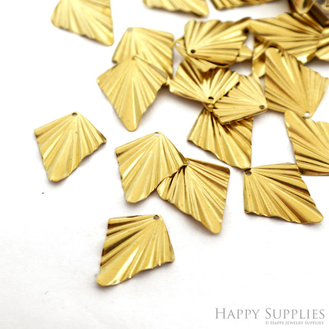 Brass Fan-Shaped Charms - Raw Brass Pedants - Sector Earrings Charm, Pendant, Jewellery Supplies, Brass Charms (NZG362)