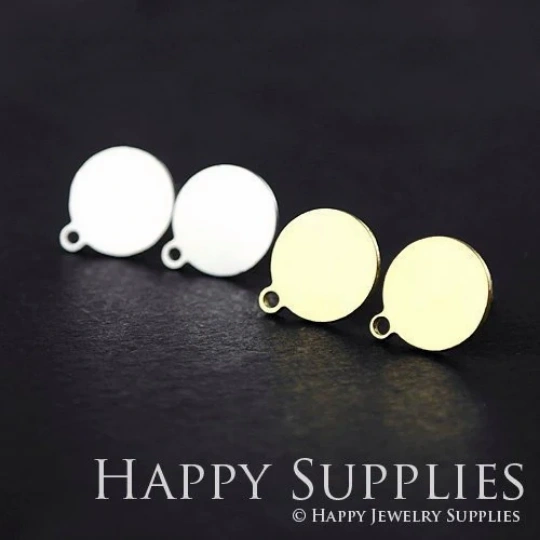 Stud Earrings,  Geometric  Brass Earrings, Raw Brass Stud Earrings With Stainless Steel Earring Posts, Earring Stud Findings (ZEN003) 50pcs