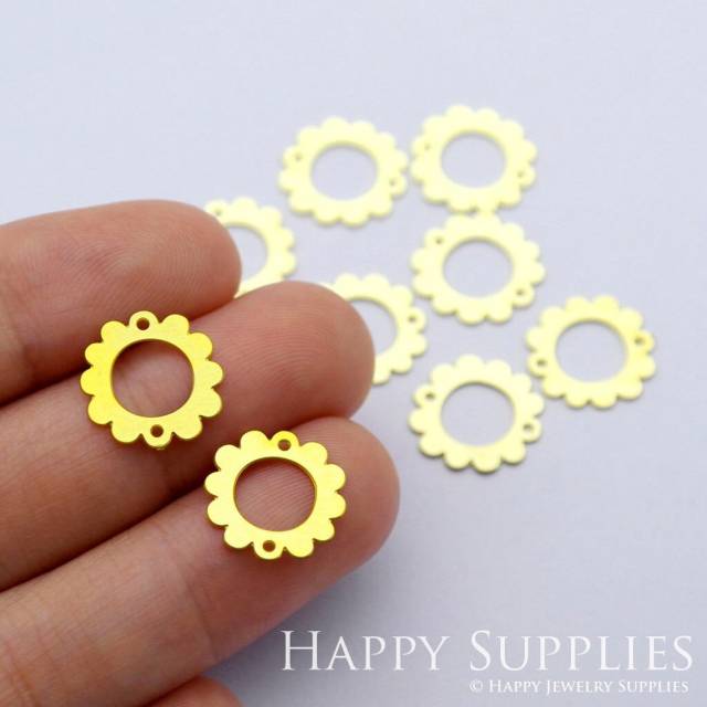 Brass Jewelry Charms, Flower Geometric Raw Brass Earring Charms, Brass Jewelry Pendants, Raw Brass Jewelry Findings, Brass Pendants Jewelry Wholesale (RD1666)