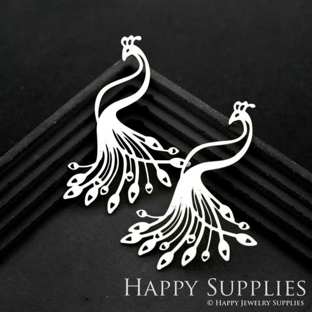 Stainless Steel Jewelry Charms, Peacock Stainless Steel Earring Charms, Stainless Steel Silver Jewelry Pendants, Stainless Steel Silver Jewelry Findings, Stainless Steel Pendants Jewelry Wholesale (SSD1822)