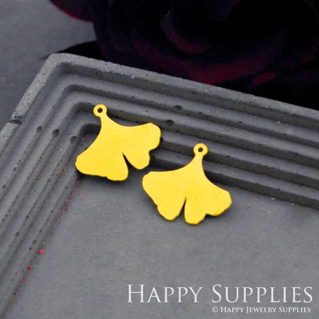 Brass Jewelry Charms, Ginkgo Leaf Geometric Raw Brass Earring Charms, Brass Jewelry Pendants, Raw Brass Jewelry Findings, Brass Pendants Jewelry Wholesale (RD616)