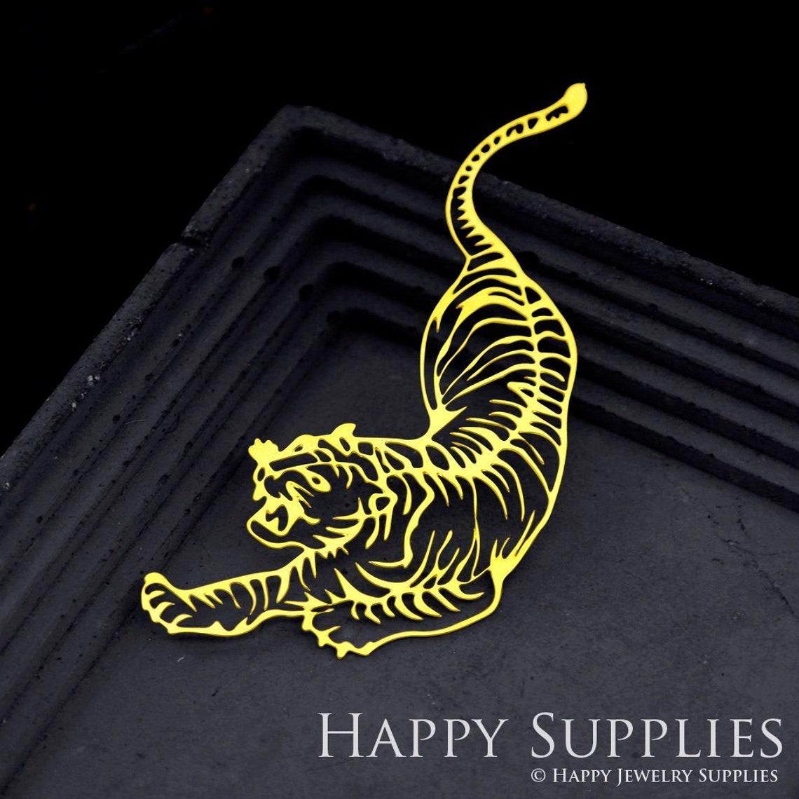 2pcs Brass Jewelry Charms, Tiger Raw Brass Earring Charms, Brass Jewelry Pendants, Raw Brass Jewelry Findings, Brass Pendants Jewelry Wholesale (RD1901)