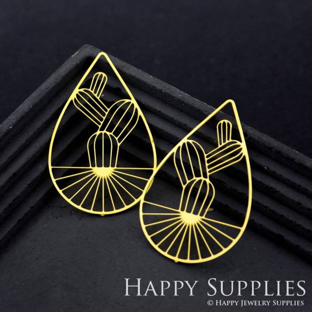 Brass Jewelry Charms, Geometric Cactus Raw Brass Earring Charms, Brass Jewelry Pendants, Raw Brass Jewelry Findings, Brass Pendants Jewelry Wholesale (RD1906)