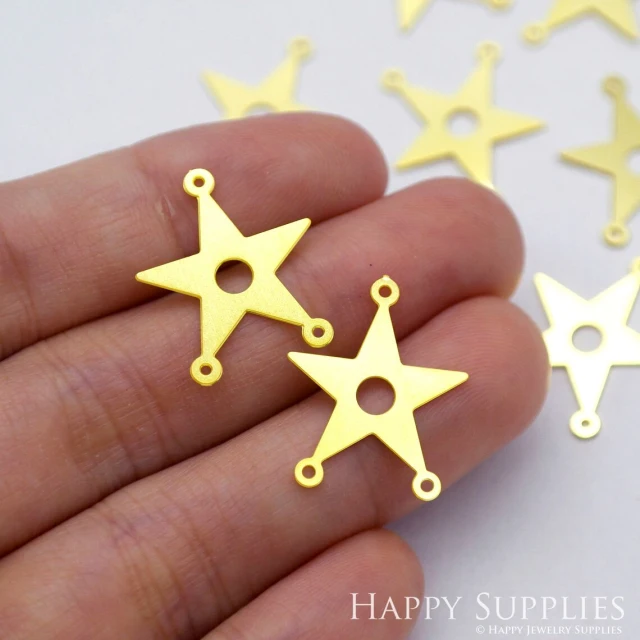 Brass Jewelry Charms, Star Geometric Raw Brass Earring Charms, Brass Jewelry Pendants, Raw Brass Jewelry Findings, Brass Pendants Jewelry Wholesale (RD1963)