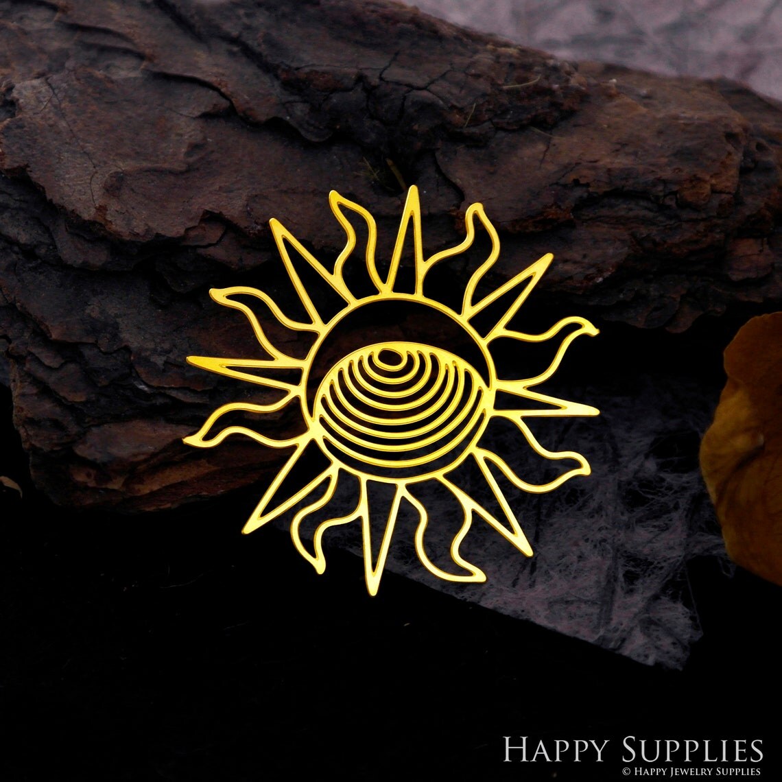 Brass Jewelry Charms, Geometry Sun Raw Brass Earring Charms, Brass Jewelry Pendants, Raw Brass Jewelry Findings, Brass Pendants Jewelry Wholesale (RD2059)