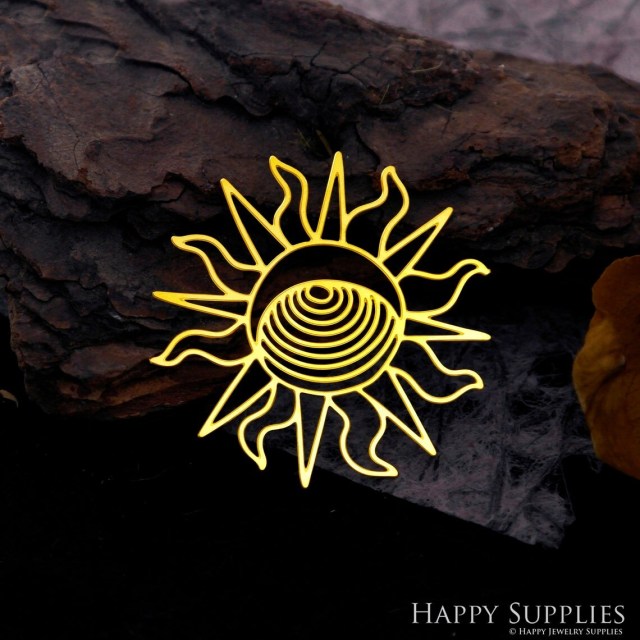 Brass Jewelry Charms, Geometry Sun Raw Brass Earring Charms, Brass Jewelry Pendants, Raw Brass Jewelry Findings, Brass Pendants Jewelry Wholesale (RD2059)