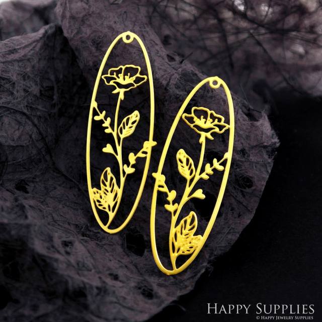 Brass Jewelry Charms, Flower Raw Brass Earring Charms, Brass Jewelry Pendants, Raw Brass Jewelry Findings, Brass Pendants Jewelry Wholesale (RD2071)