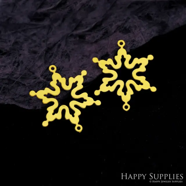 Brass Jewelry Charms, Snowflake Raw Brass Earring Charms, Brass Jewelry Pendants, Raw Brass Jewelry Findings, Brass Pendants Jewelry Wholesale (RD2087)
