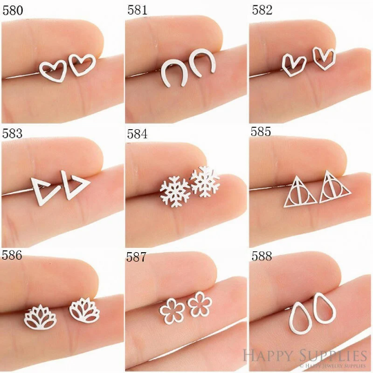 1 Pair Stainless Steel Earrings / Stud Earrings / Gold Earrings/ Black Earrings / earrings studs/ stud earrings for women (ZE580-ZE588)