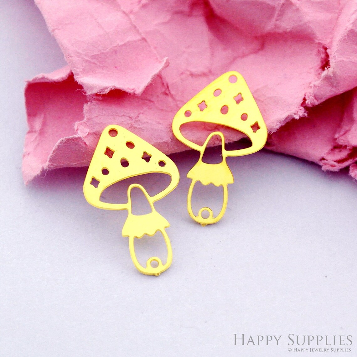 10pcs Brass Jewelry Charms, Mushroom Geometric Raw Brass Earring Charms, Brass Jewelry Pendants, Raw Brass Jewelry Findings, Brass Pendants Jewelry Wholesale (RD2164)