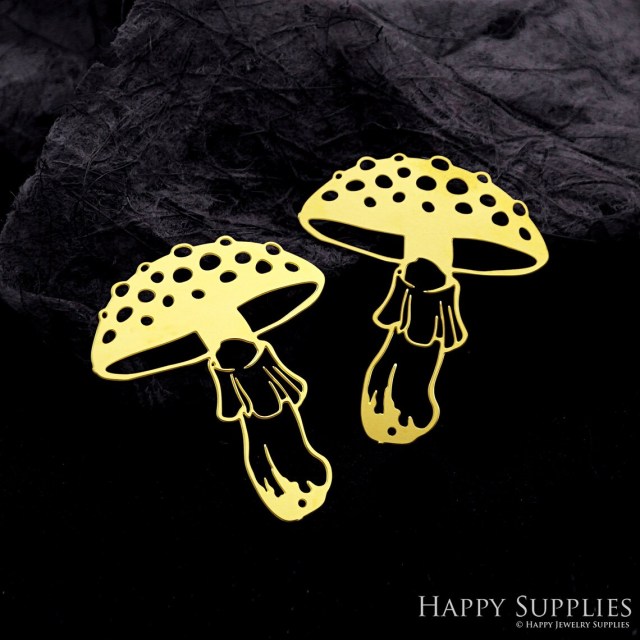 Brass Jewelry Charms,  Mushroom Raw Brass Earring Charms, Brass Jewelry Pendants, Raw Brass Jewelry Findings, Brass Pendants Jewelry Wholesale (RD2117)