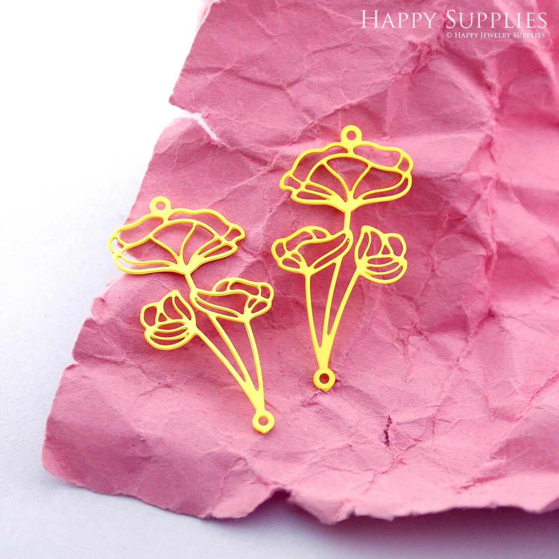 Brass Jewelry Charms, Flower Geometric Raw Brass Earring Charms, Brass ...