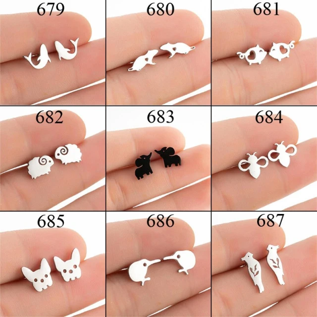 1 Pair Stainless Steel Earrings / Stud Earrings / Gold Earrings/ Black Earrings / earrings studs/ stud earrings for women (ZE679-ZE687)