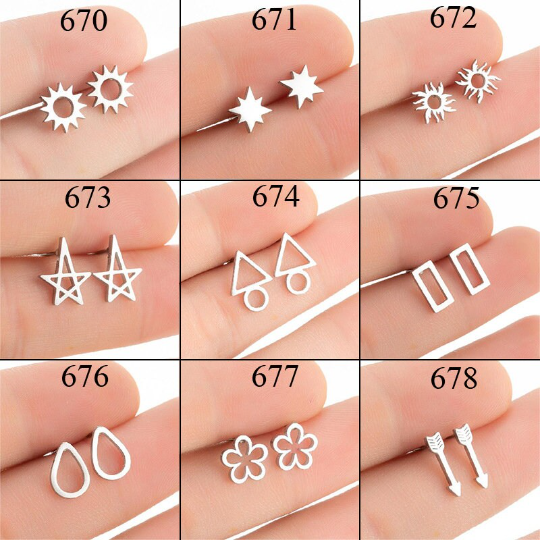 1 Pair Stainless Steel Earrings / Stud Earrings / Gold Earrings/ Black Earrings / earrings studs/ stud earrings for women (ZE670-ZE678)