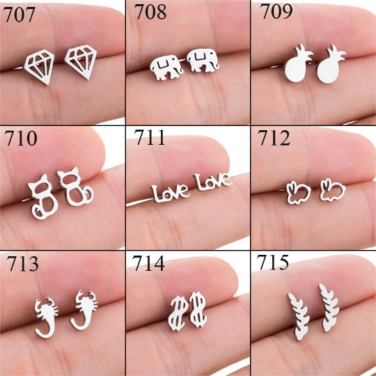 1 Pair Stainless Steel Earrings / Stud Earrings / Gold Earrings/ Black Earrings / earrings studs/ stud earrings for women (ZE707-ZE715)