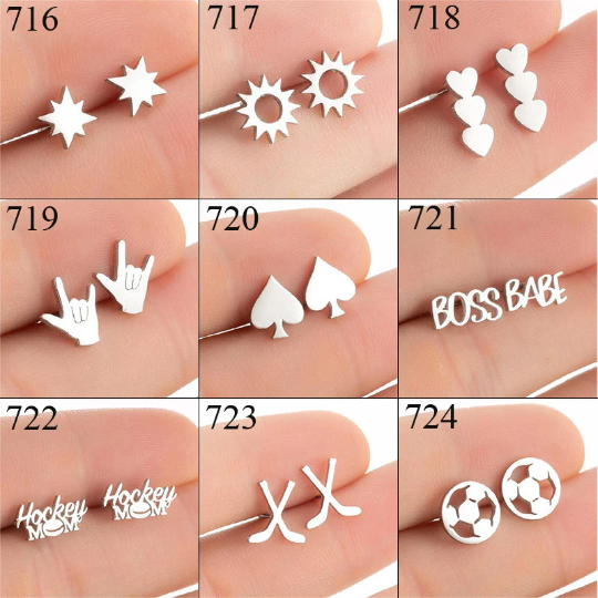 1 Pair Stainless Steel Earrings / Stud Earrings / Gold Earrings/ Black Earrings / earrings studs/ stud earrings for women (ZE716-ZE724)