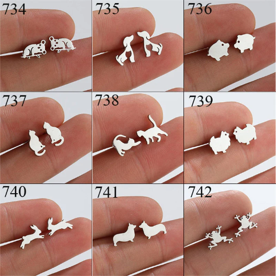 1 Pair Stainless Steel Earrings / Stud Earrings / Gold Earrings/ Black Earrings / earrings studs/ stud earrings for women (ZE734-ZE742)