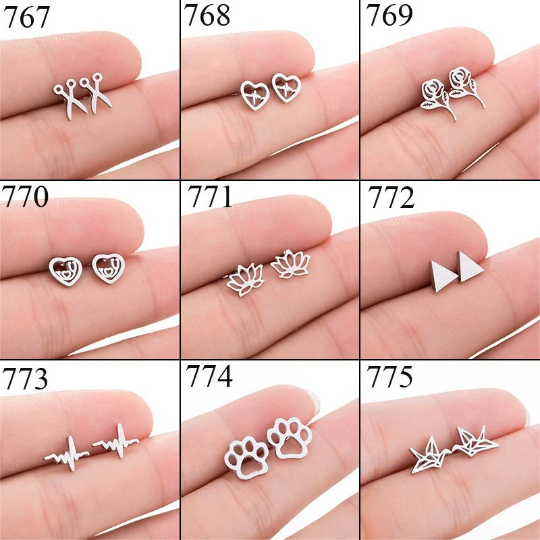 1 Pair Stainless Steel Earrings / Stud Earrings / Gold Earrings/ Black Earrings / earrings studs/ stud earrings for women (ZE767-ZE775)