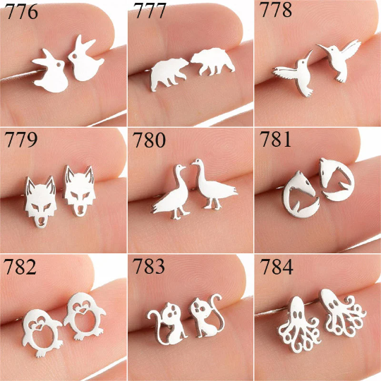 1 Pair Stainless Steel Earrings / Stud Earrings / Gold Earrings/ Black Earrings / earrings studs/ stud earrings for women (ZE776-ZE784)