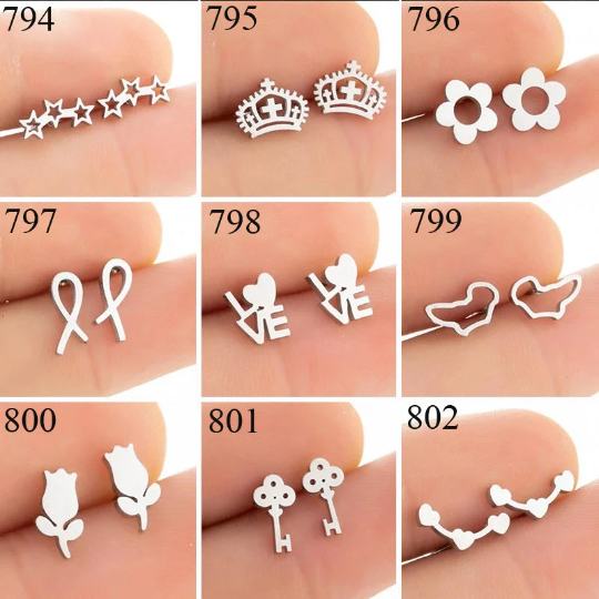 1 Pair Stainless Steel Earrings / Stud Earrings / Gold Earrings/ Black Earrings / earrings studs/ stud earrings for women (ZE794-ZE802)