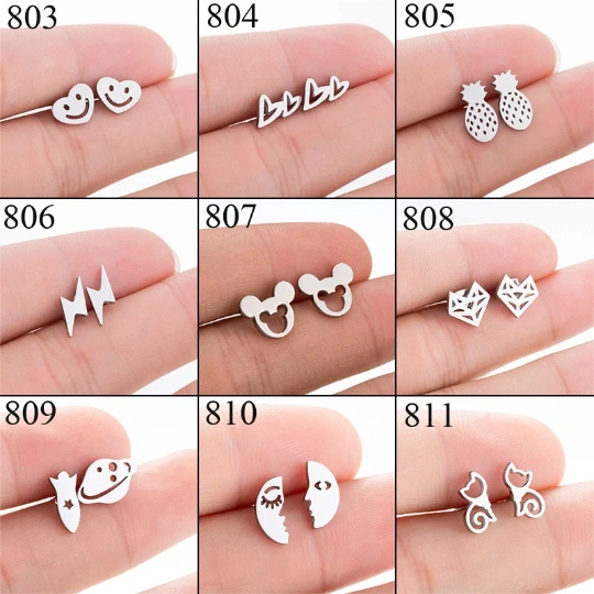 1 Pair Stainless Steel Earrings / Stud Earrings / Gold Earrings/ Black Earrings / earrings studs/ stud earrings for women (ZE803-ZE811)