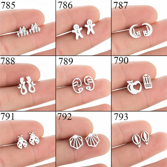 1 Pair Stainless Steel Earrings / Stud Earrings / Gold Earrings/ Black Earrings / earrings studs/ stud earrings for women (ZE785-ZE793)