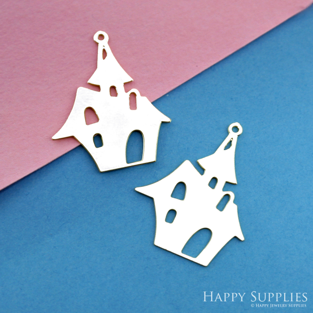 Stainless Steel Jewelry Charms, Castle Stainless Steel Earring Charms, Stainless Steel Silver Jewelry Pendants, Stainless Steel Silver Jewelry Findings, Stainless Steel Pendants Jewelry Wholesale (SSD2412)