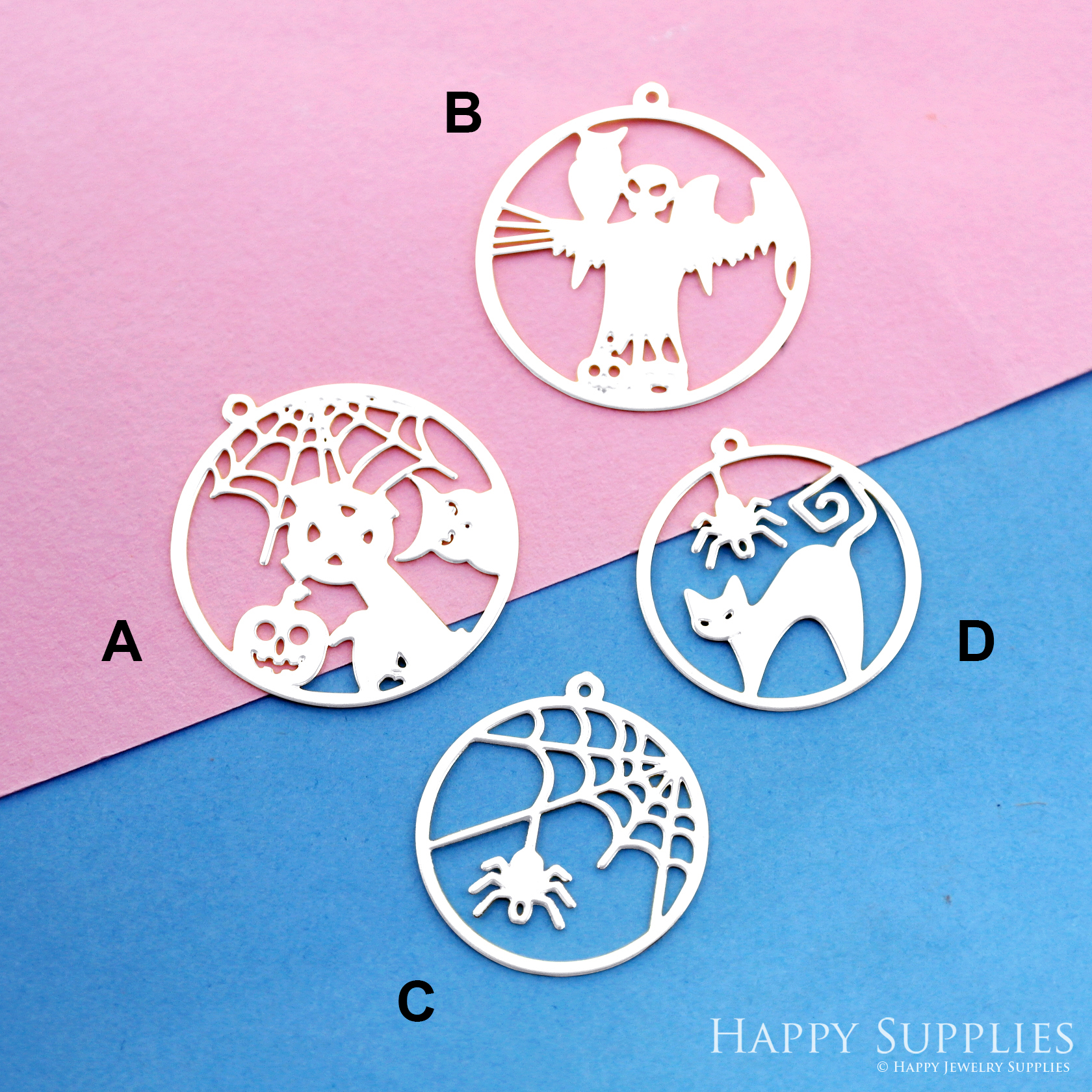 Stainless Steel Jewelry Charms, Halloween Stainless Steel Earring Charms, Stainless Steel Silver Jewelry Pendants, Stainless Steel Silver Jewelry Findings, Stainless Steel Pendants Jewelry Wholesale (SSD2421)