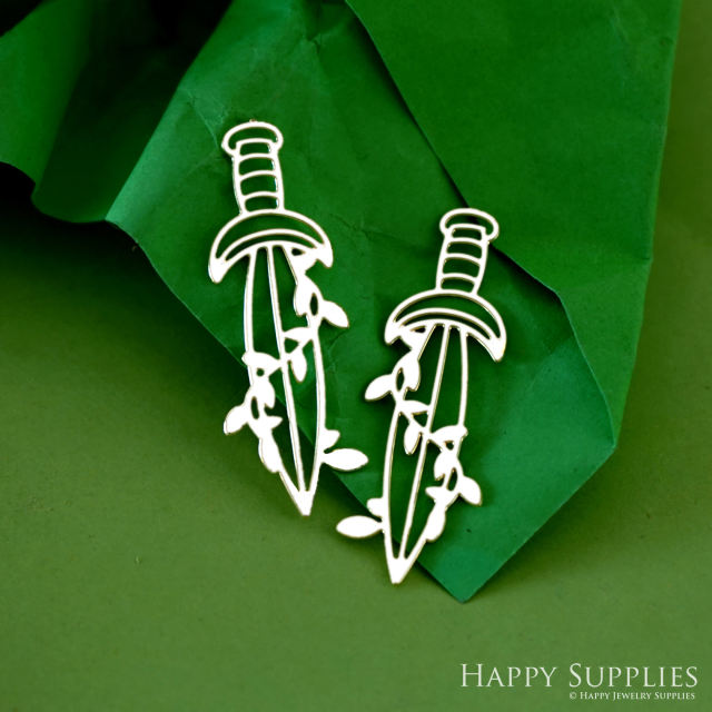 Stainless Steel Jewelry Charms, Knife Stainless Steel Earring Charms, Stainless Steel Silver Jewelry Pendants, Stainless Steel Silver Jewelry Findings, Stainless Steel Pendants Jewelry Wholesale (SSD2439)