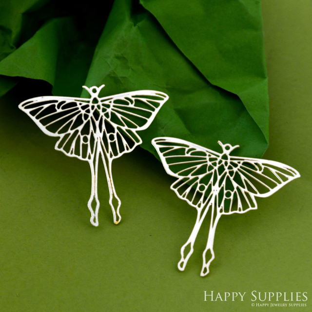 Stainless Steel Jewelry Charms, Moth Stainless Steel Earring Charms, Stainless Steel Silver Jewelry Pendants, Stainless Steel Silver Jewelry Findings, Stainless Steel Pendants Jewelry Wholesale (SSD2433)