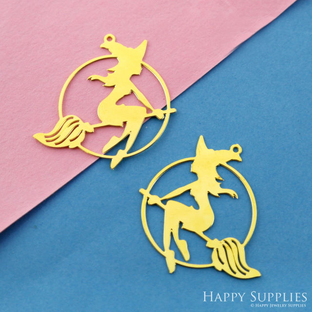 Stainless Steel Jewelry Charms, Witch Stainless Steel Earring Charms, Stainless Steel Silver Jewelry Pendants, Stainless Steel Silver Jewelry Findings, Stainless Steel Pendants Jewelry Wholesale (SSD2411)