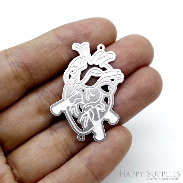 Corroded Stainless Steel Jewelry Charms, Heart Corroded Stainless Steel Earring Charms, Corroded Stainless Steel Silver Jewelry Pendants, Corroded Stainless Steel Silver Jewelry Findings, Corroded Stainless Steel Pendants Jewelry Wholesale (SSB717)