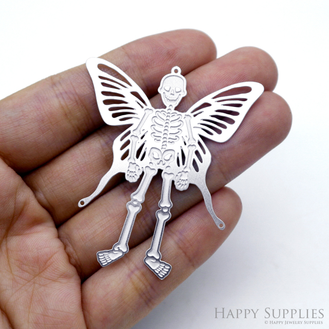 Corroded Stainless Steel Jewelry Charms, Skull Corroded Stainless Steel Earring Charms, Corroded Stainless Steel Silver Jewelry Pendants, Corroded Stainless Steel Silver Jewelry Findings, Corroded Stainless Steel Pendants Jewelry Wholesale (SSB714)