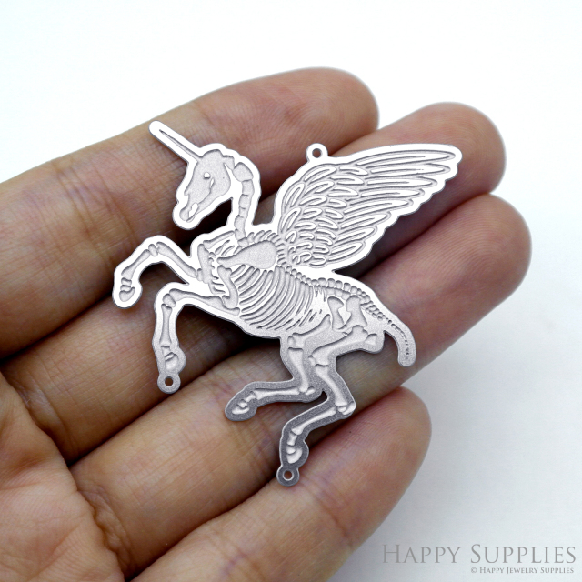 Corroded Stainless Steel Jewelry Charms, Unicorn Corroded Stainless Steel Earring Charms, Corroded Stainless Steel Silver Jewelry Pendants, Corroded Stainless Steel Silver Jewelry Findings, Corroded Stainless Steel Pendants Jewelry Wholesale (SSB723)