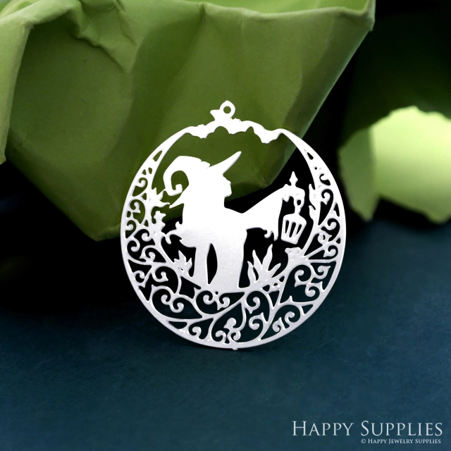Stainless Steel Jewelry Charms, Witch Stainless Steel Earring Charms, Stainless Steel Silver Jewelry Pendants, Stainless Steel Silver Jewelry Findings, Stainless Steel Pendants Jewelry Wholesale (SSD2444)