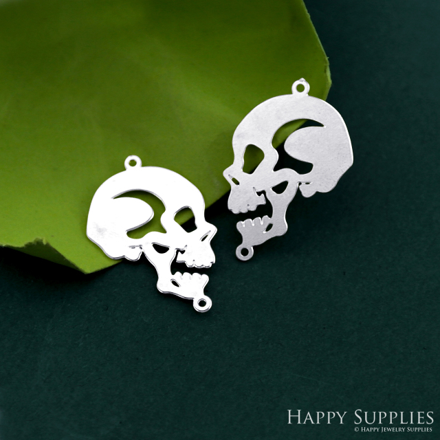 Stainless Steel Jewelry Charms, Skull Stainless Steel Earring Charms, Stainless Steel Silver Jewelry Pendants, Stainless Steel Silver Jewelry Findings, Stainless Steel Pendants Jewelry Wholesale (SSD2449)